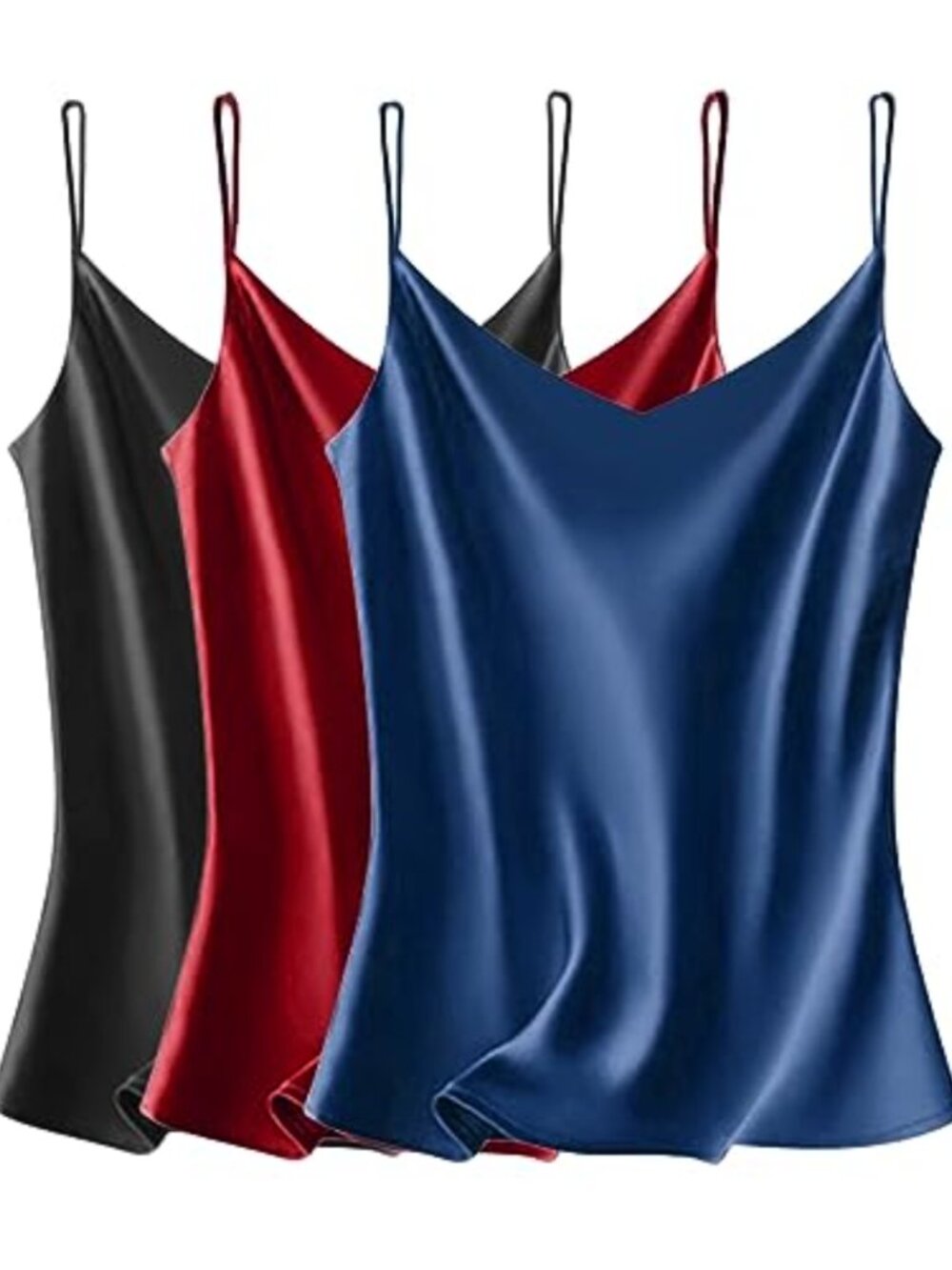 Womens V Neck Camisole Silk Satin Cami Tank Top Sleeveless